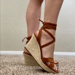 Brown Lace Up Wedges